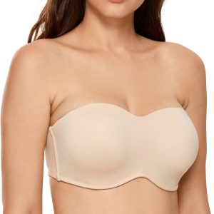 Women's Strapless Bra  Seamless Underwire Unlined Bandeau for Big Bust